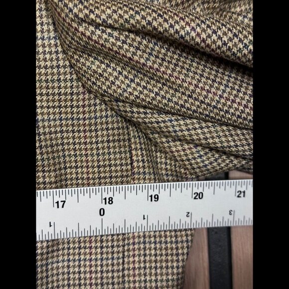 Lauren Ralph Lauren Jacket 40R Beige Houndstooth 2 Button Blazer Coat Silk Wool - Picture 4 of 10